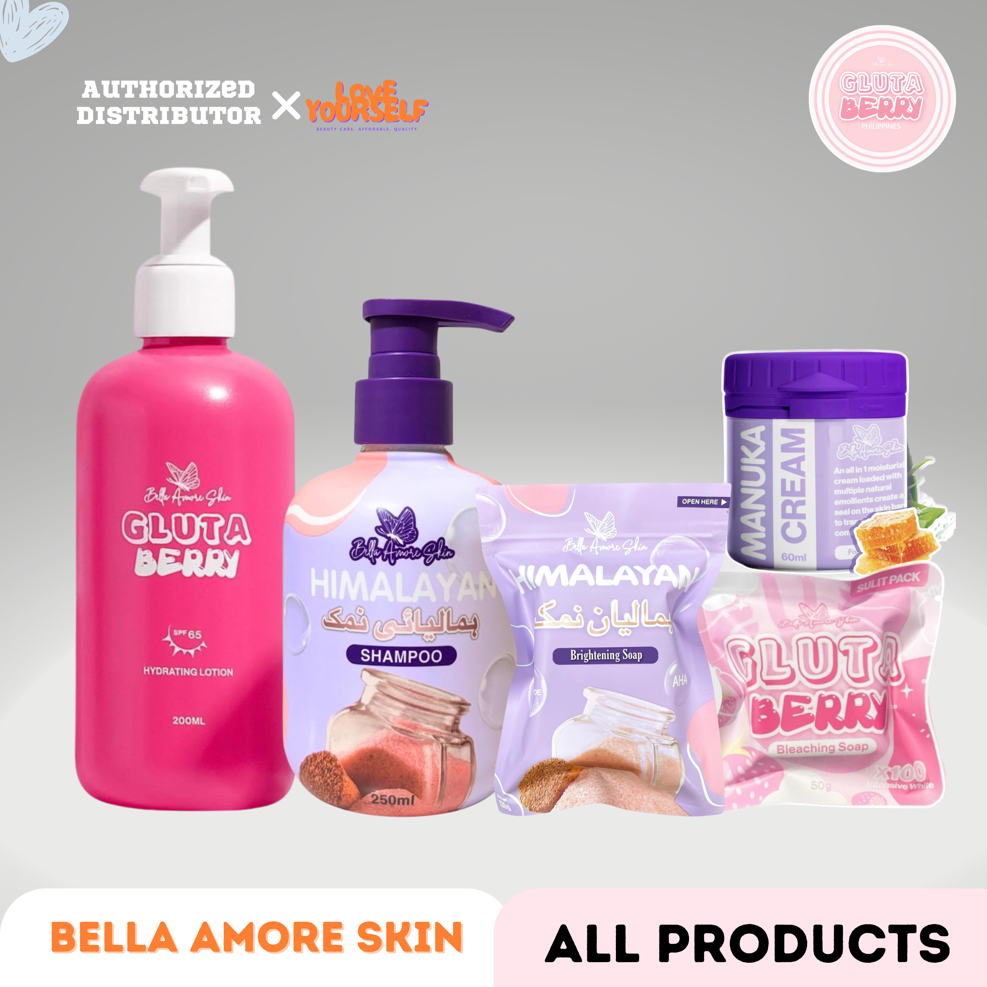 Bella Amore Skin Himalayan Soap | Himalayan Shampoo | Manuka Cream | Glutaberry Soap and Lotion